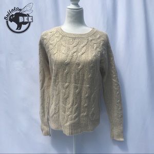 Ann Taylor glittery gold lambs wool cable knit